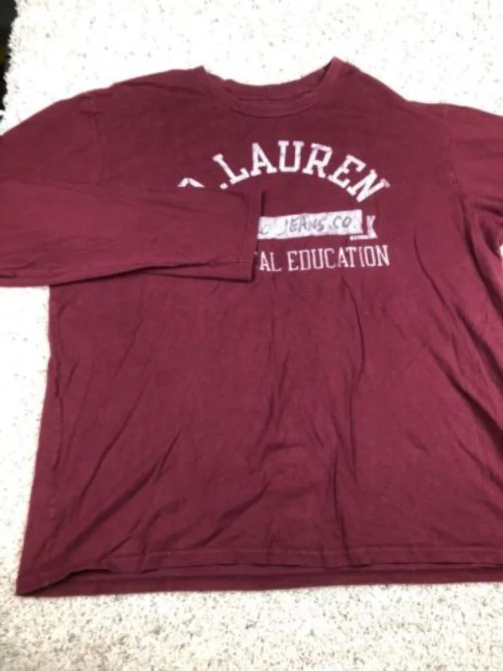 Polo Jeans Company Long Sleeve T-Shirt Adult Size Medium Red Burgundy Spell Out